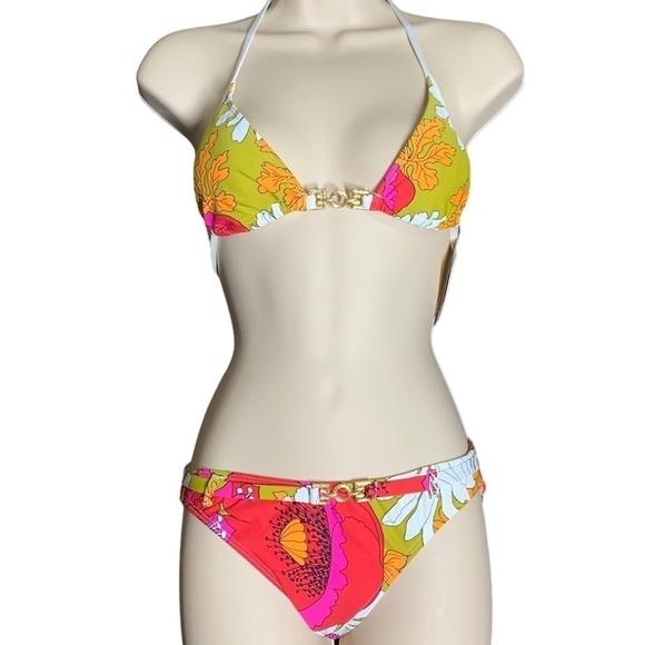 Trina Turk floral bikini set with belted bikini bottoms size x small NWT - Picture 1 of 16
